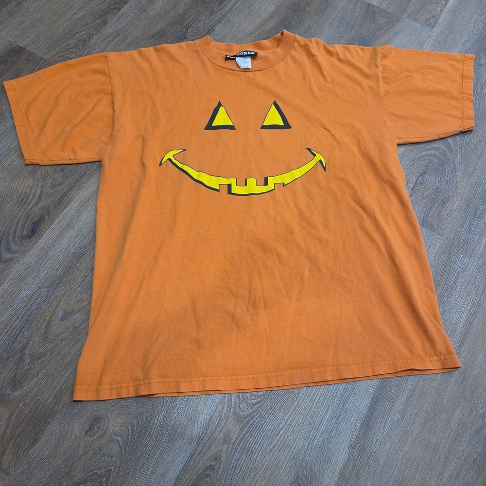 Vintage Joe Boxer Halloween Pumpkin Face T-Shirt Orange Made in USA OSFA